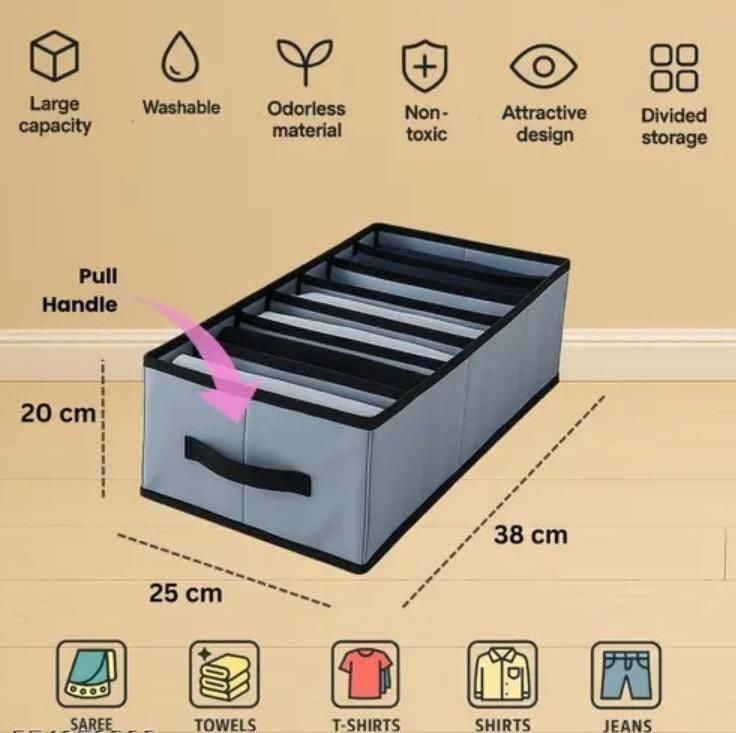 Foldable Stackable Storage Box Clothe Organizer (Pack of 3)