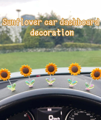 Swinging Sun Flower Dashboard Decor For Car (Pack of 5)